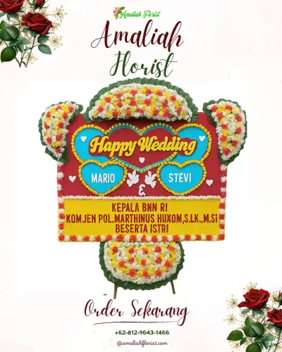 Karangan Papan Bunga Pernikahan di Blendung
